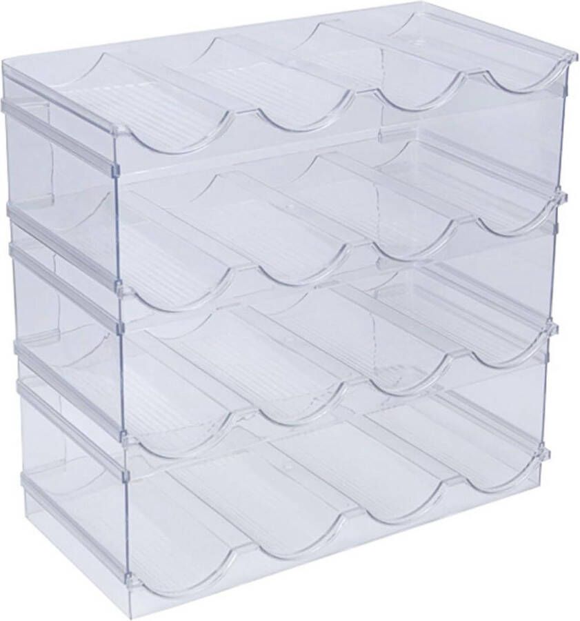 Plastic Stackable Bottle Storage Holder Rack Clear Water Bottle and Drink Organizer Shelf for Kitchen Cabinet Fridge Countertop Pantry Freezer water bottle organizer