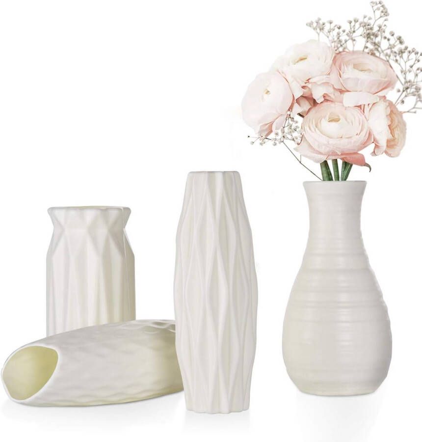 Plastic Vases Set of 3 Modern Decorative Flower Vases Decorative Desktop Ornament Plastic Vase for Kitchen Living Room Bedroom Office
