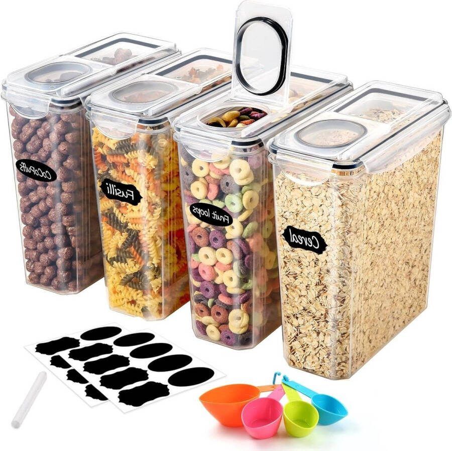 Plastic Voedselopslagcontainers 37L Luchtdicht Granen BPA-Vrij Keuken Deksel Graandispenser 16 Etiketten Marker