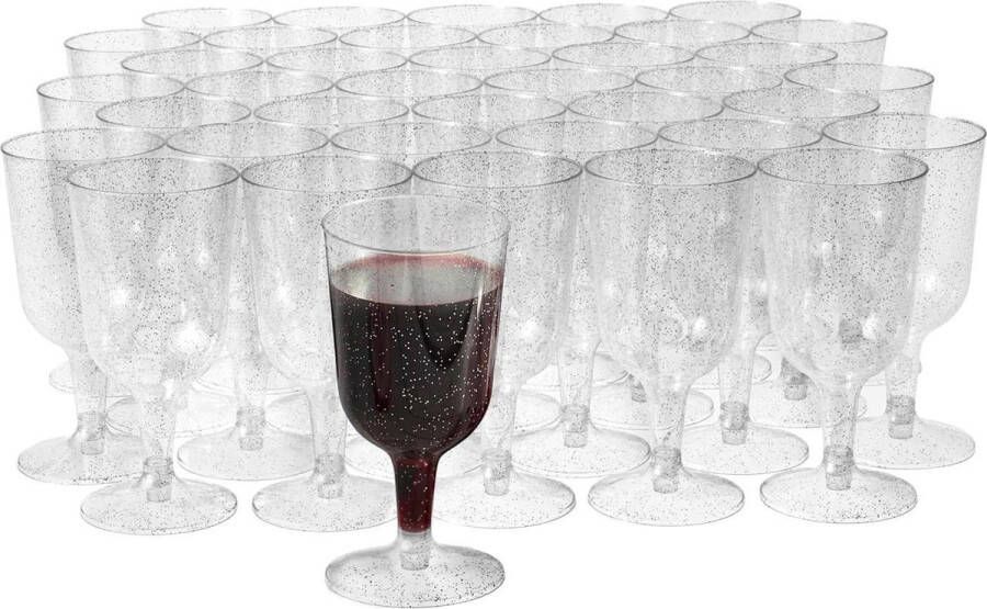 Plastic Wijnglazen met Zilveren Glitters voor Bruiloften Verjaardagen Kerstmis Feesten 170ml Elegant Herbruikbaar Stevig