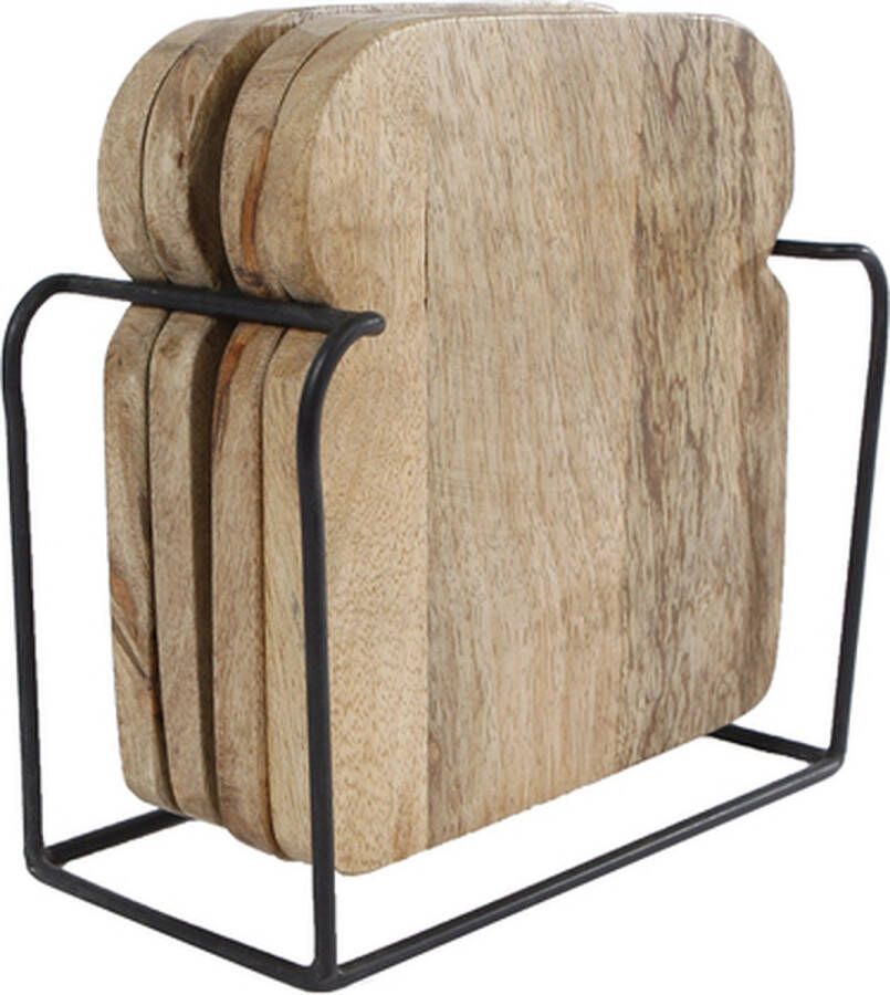 Plateaus Onderbord Met Standaard bread L Naturel Hout 4 Stuks 16x18x5cm