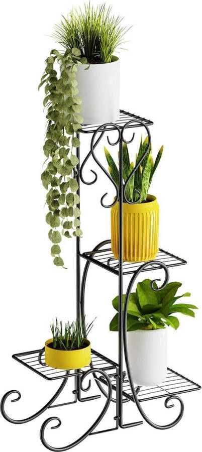 Platenrek 4 niveaus Bloemenrek plantenrek Staand rek voor binnen en buiten Balkon tuindecoratie Platenrek