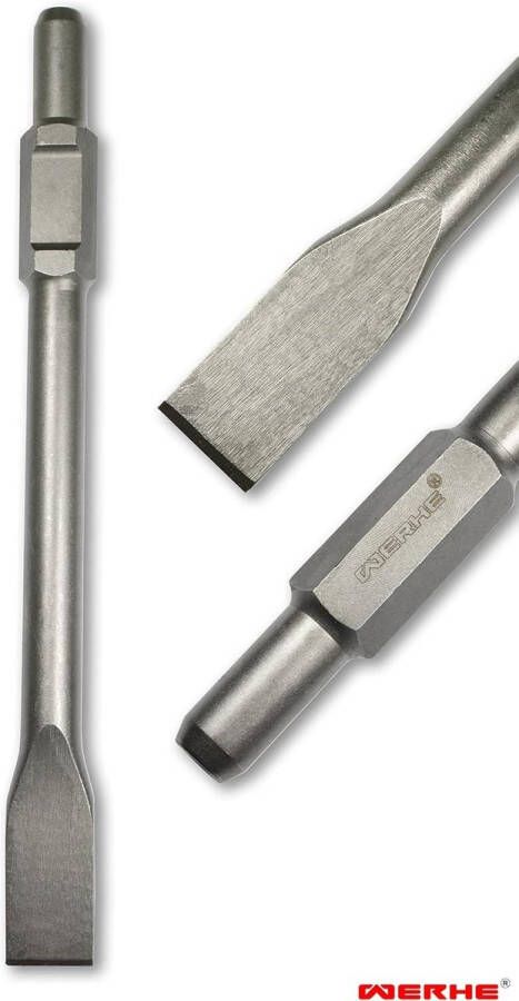 Platte beitel 35 x 410 mm zeskantige opname 30 mm voor afbraakhamer breed beitelbeitel