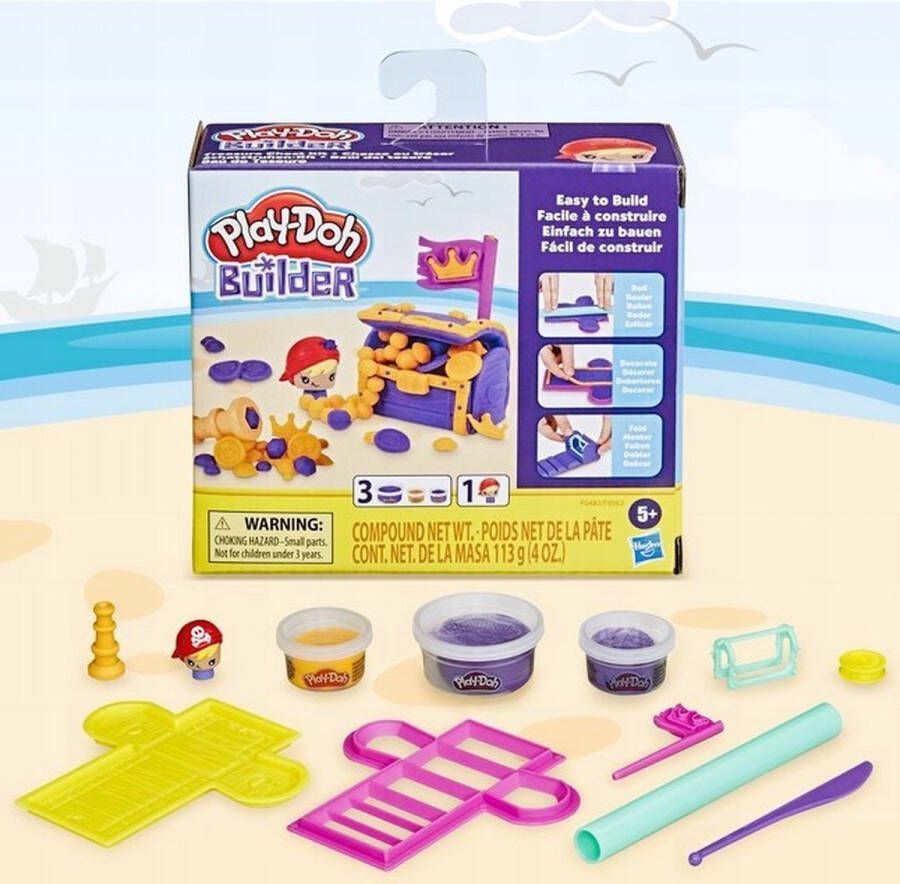 Hasbro Play Doh Builder Piraat Boetseerklei set met accesoires en speelfiguur Bouw je eigen schatkist jongens speelgoed