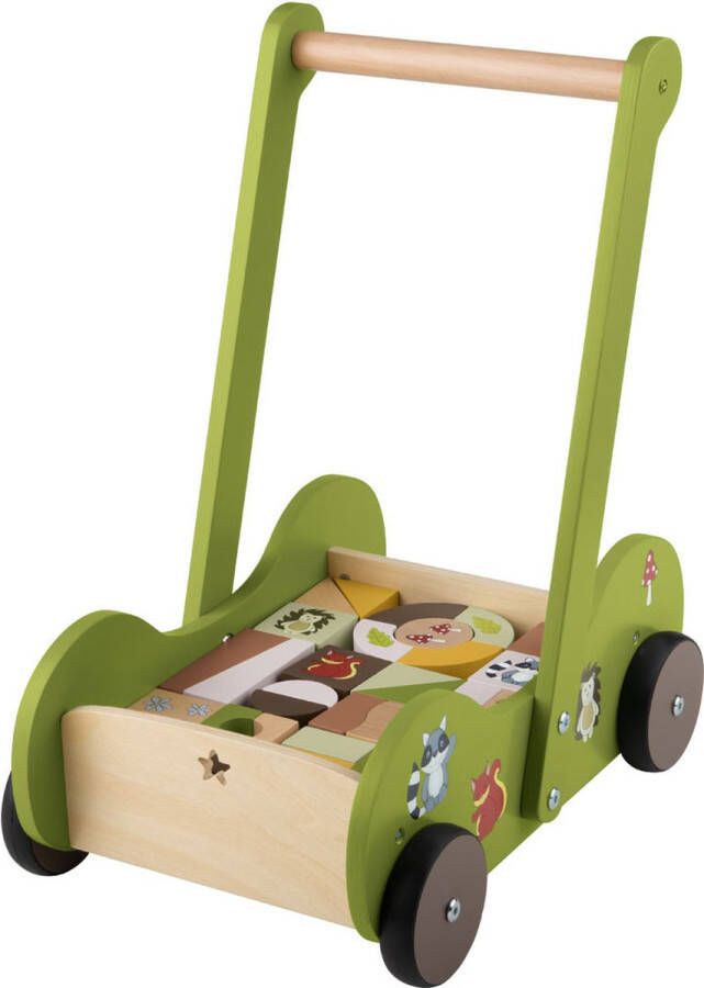 Playtive Houten loopwagen Groen Ondersteunt bij leren lopen Aanbevolen leeftijd: vanaf 1 5 jaar Afmetingen: 27 x 39 x 45 cm Ondersteunt spelenderwijs leren lopen Perfecte combinatie om te spelen en aan de slag te gaan Houten bouwstenen