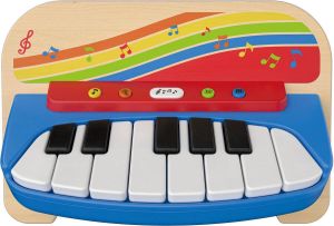 Playtive Houten Piano Muziekinstrument Gemaakt met echt hout Aanbevolen leeftijd: vanaf 1 jaar Bevordert hand oogcoördinatie en motoriek Met kleurrijke lichteffecten op de toetsen
