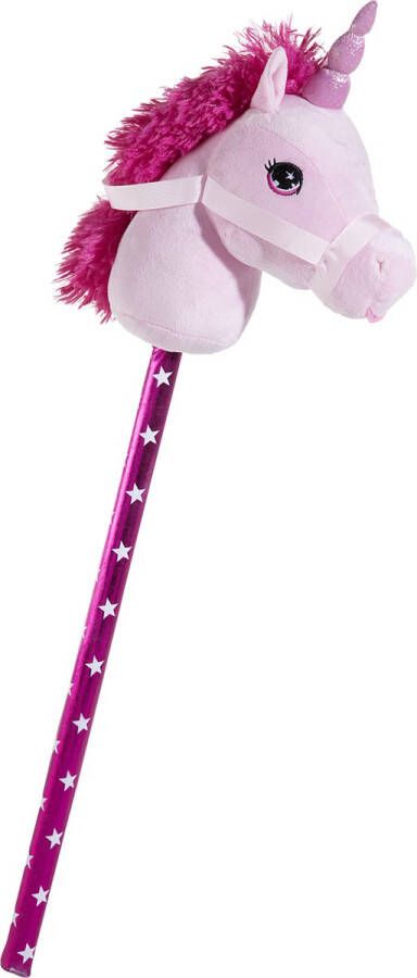 Merkloos Sans marque Pluche eenhoorn stokpaardje roze 70 cm Speelgoed unicorn stokpaardjes