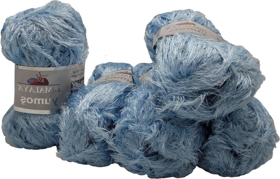 Pluche Garen Franjes Breiwol met Pluche Lichtblauw 60051