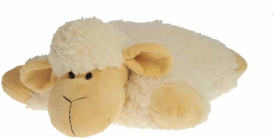 Merkloos Kussen van een schaap creme wit schapen knuffels 35 cm Knuffelkussen