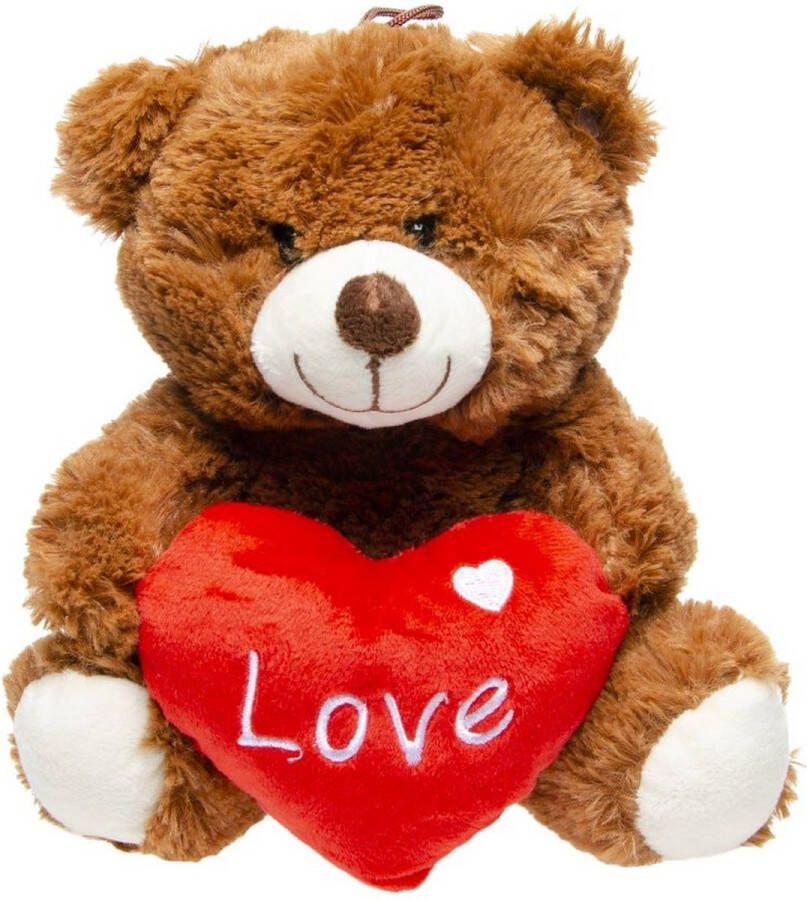 Merkloos Pluche Love bruine beer knuffel 23 cm Beren wilde dieren knuffels Valentijnsdag Moederdag Vaderdag cadeau