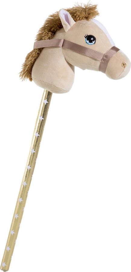 Merkloos Sans marque Pluche stokpaardje beige 70 cm Speelgoed pony paard stokpaardjes met zwarte manen