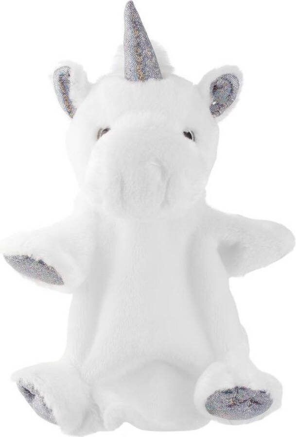 Pluche wit zilveren eenhoorn handpop knuffel 25 cm Eenhoorns mystieke dieren knuffels Poppentheater speelgoed kinderen