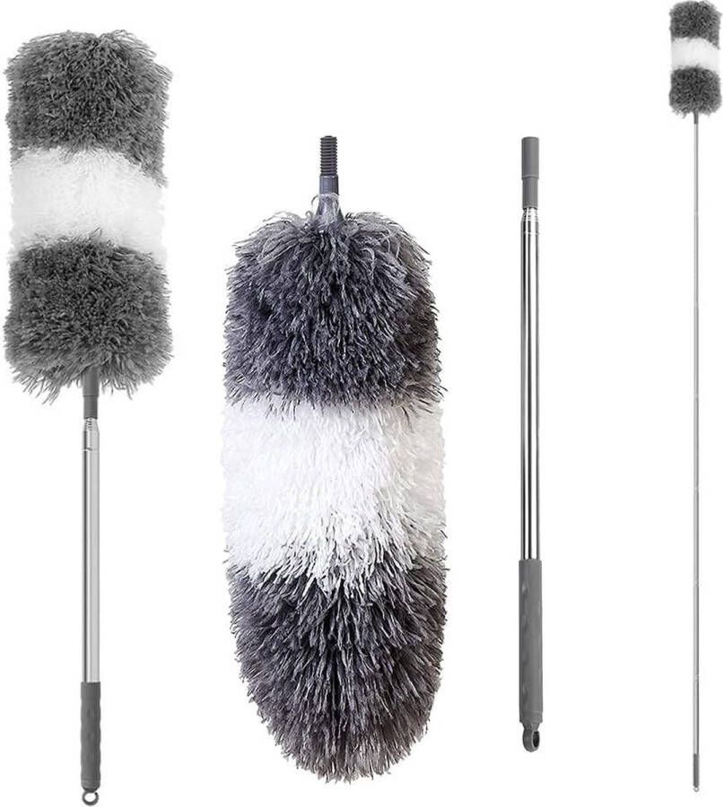 Plumeau uitschuifbaar 250cm Duster Stoffer Wasbaar en Draaibaar spinnenrager met telescoopsteel Wasbaar Microvezel Huishoudartikelen plafond schoonmaken