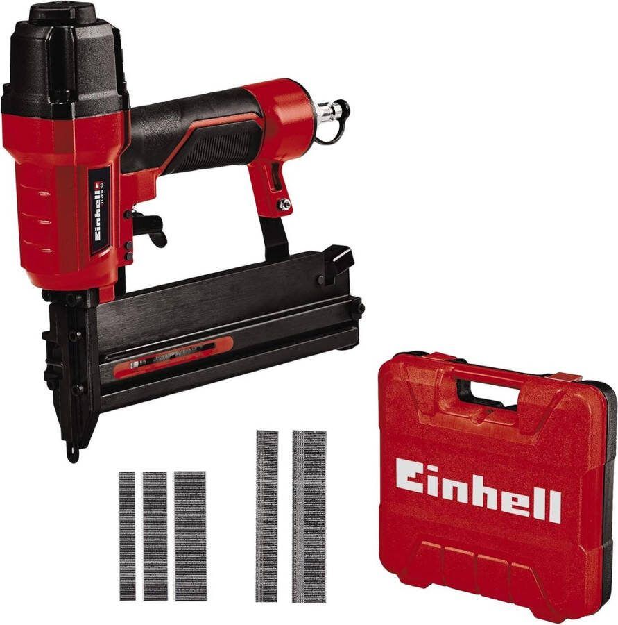 Pneumatische tacker Schiet nietjes en spijkers 2 in 1 Vulstand indicator Rubberen handgrip 230V Batterij Rood zwart