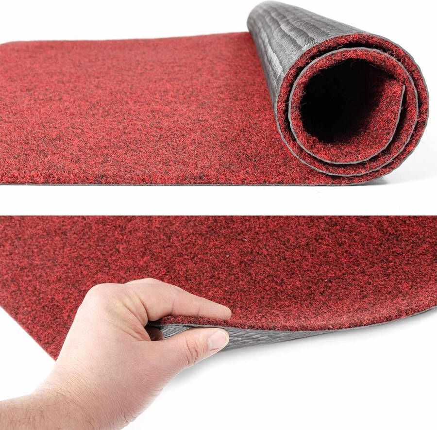 Poet Deurmat vuilvangmat wasbaar waterdicht robuust schoonloopmat voor ingang voordeur hal keuken slaapkamer 40 x 80 cm rood