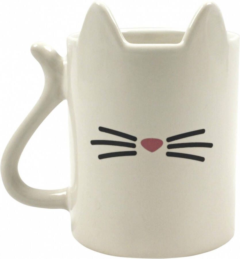 Merkloos Sans marque Poezen Katten print thema koffie beker mok porselein wit 350 ml Voor katten fans