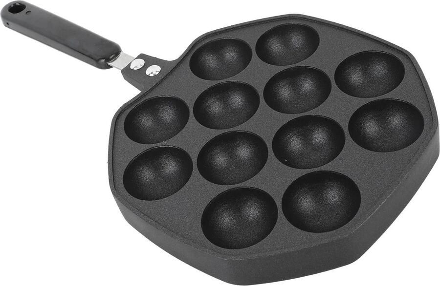 Poffertjespan – Poffertjesmaker – Poffertjespan met Anti Aanbak – Zwart – Aluminium – 12 Stuks