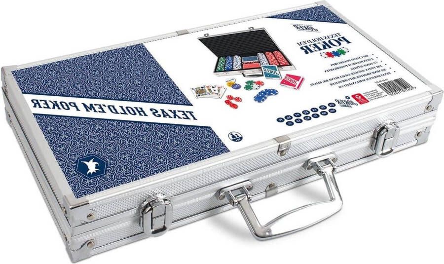 Poker Set Koffer 2x Speelkaarten 300 Chips (115gr) Big Small Blind & Dealer Buttons Cartamundi Pokerset