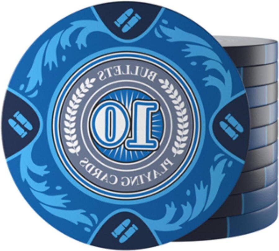Pokerfiches Tony Clay 25 stuks waarde 10 14 g diameter 4 cm blauw Pokerset