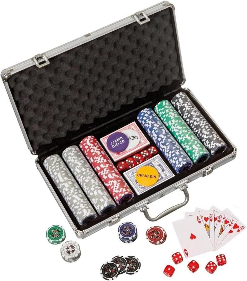 Pokerkoffer aluminium koffer 300 casino-pokerchips 3757 hoogwaardige 115 g chips Pokerset