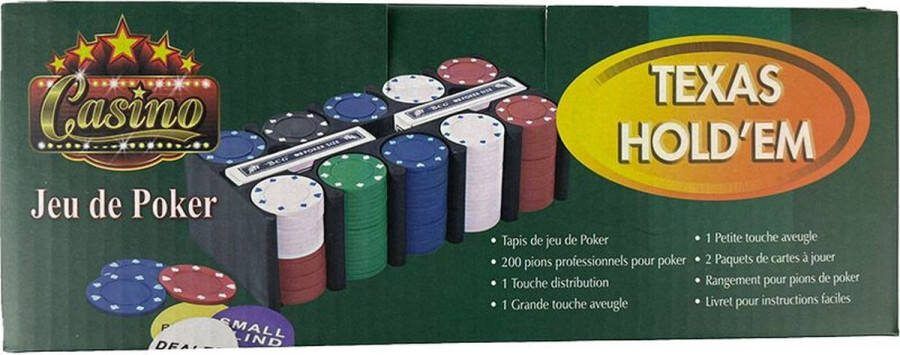 Merkloos Sans marque Pokerset 200 pokerchips inclusief kaarten pokermat en dealer big blind en small blind