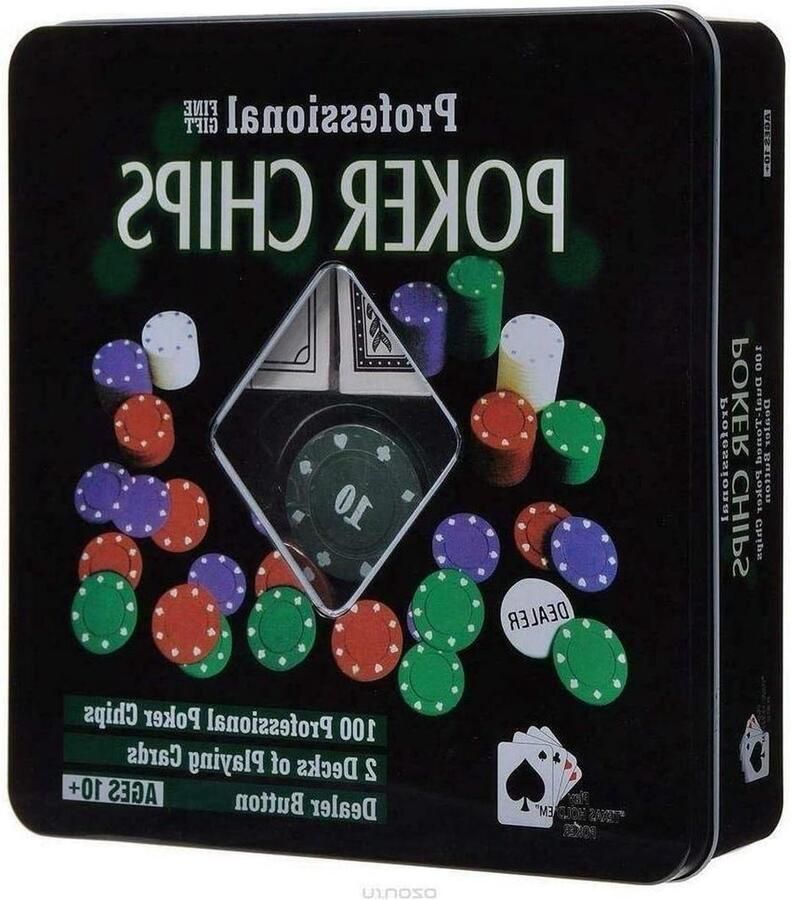 Pokerset met metalen doos 100 chips kaartspellen Ficha Dealer elaela Pokerset