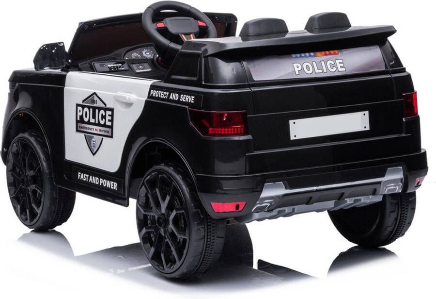 Politie kinderauto SUV Inclusief Afstandsbediening EVA soft banden Leder stoel Ledverlichting MP3 en USB Megafoon om in te praten