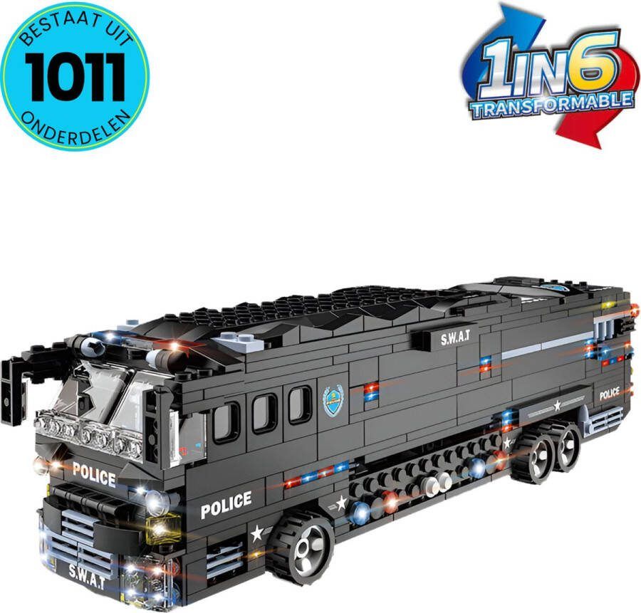 Politiebus Speelgoed Set Geschikt Voor LEGO Vanaf 6 Jaar 1011 Bouwstenen SWAT- 6 in 1 Bouwset STEM Speelgoed Bouwsets Bouwspeelgoed Inclusief Handleiding