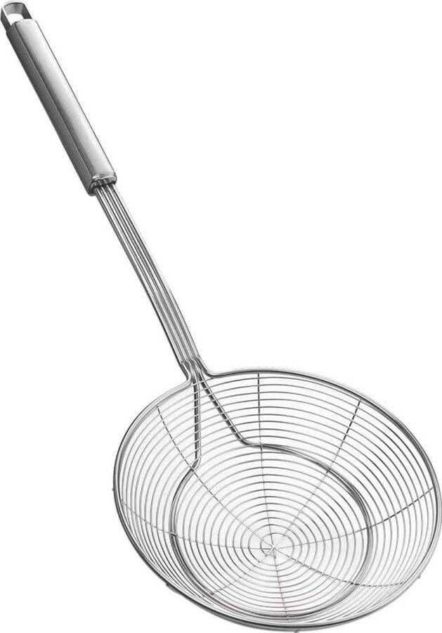 Pollepel gemaakt van roestvrij staal koksmeer schuimlepel zeeftroffel keukendoek van draadnet met handvat voor dagelijks frituren stomen en scheppen. Diameter: 15 7 cm