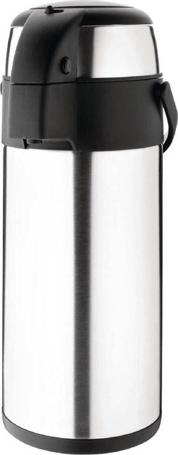 Pompactie Airpot Dispenser voor warme dranken 5 liter roestvrij staal dubbelwandig vacuüm geïsoleerd restaurant ontbijt lunch buffet en thuisgebruik thee koffie thermoskan DL164