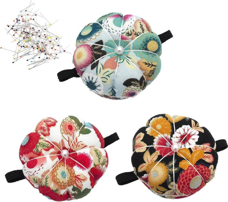Pompoen Speldenkussen Diy Speldenkussen Pols Naaimachine speldenkussen Drie verschillende kleuren het schattige pompoenkussen kan de pols worden gedragen voor naaien quilten handwerken en borduren