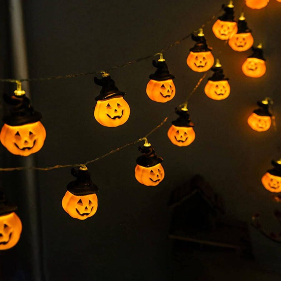 Pompoenverlichting Halloween String Lights Batterij Aangedreven Halloween Decoratie Pompoen Lichten 17ft 20 LED voor Halloween Party Indoor Outdoor Home Festival Decoratie