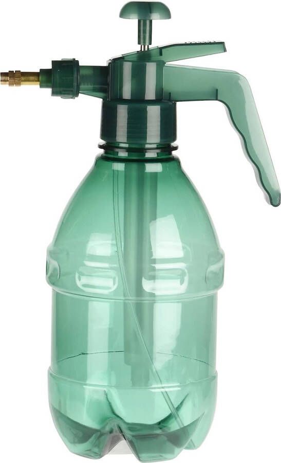 Pompsproeier tuinspuit drukspuit met verstelbaar messing mondstuk 1 5 liter transparant groen