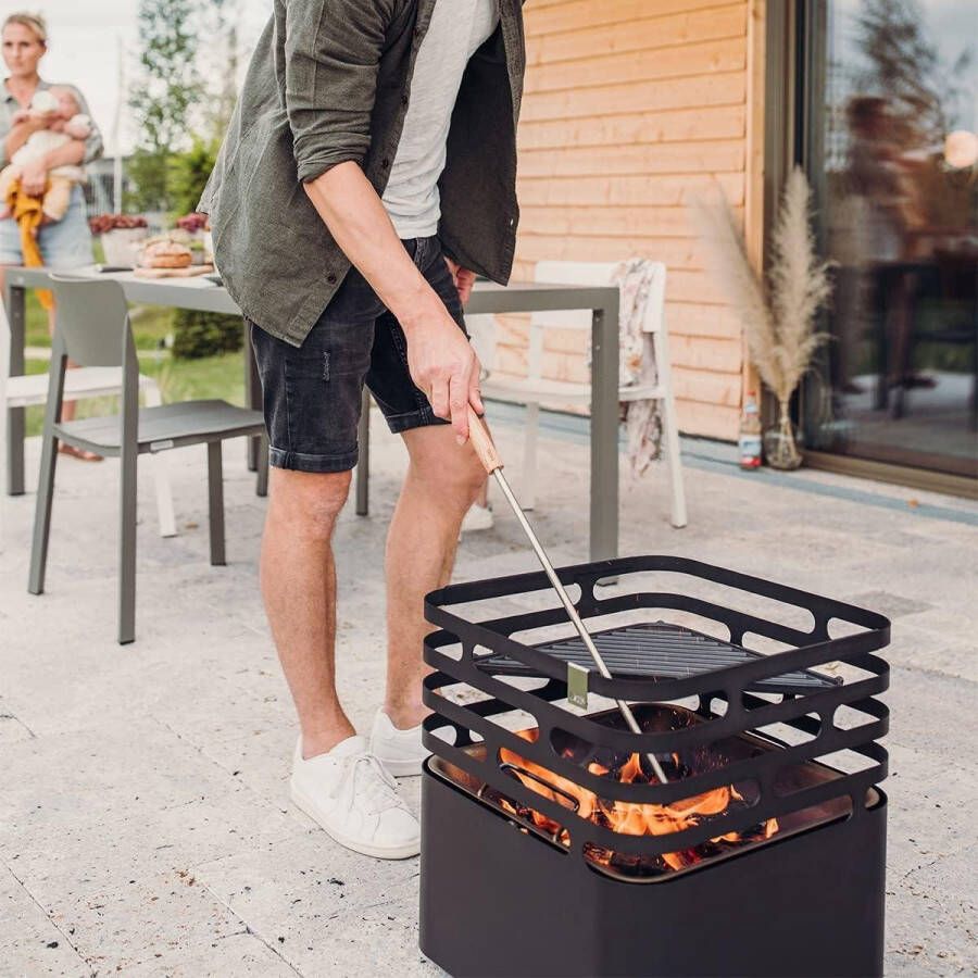 Pookhaak met vlammenblazer op roestvrijstalen voet voor eenvoudig en veilig ontsteken van het vuur Accessoires voor vuurschalen grill kachel of houtkachel roestvrij staal höfats