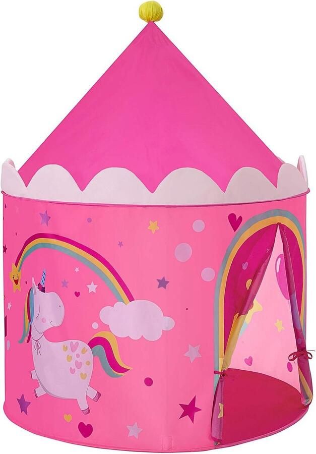 Pop Up Indiaanse Kids Speeltent Princess Castle Roze Geel met Draagtas