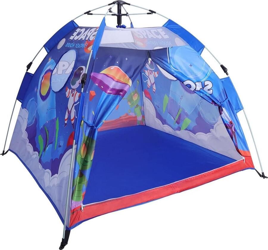Pop-up speeltent voor meisjes en jongens blauw kasteel groot speelhuisje voor binnen kindertent (wereld)