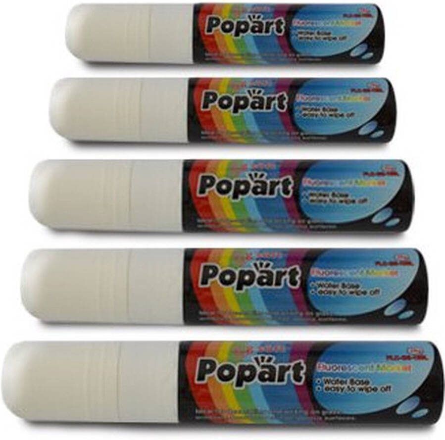 Merkloos Sans marque Popart Krijtstiften 5 stuks Wit 15 mm