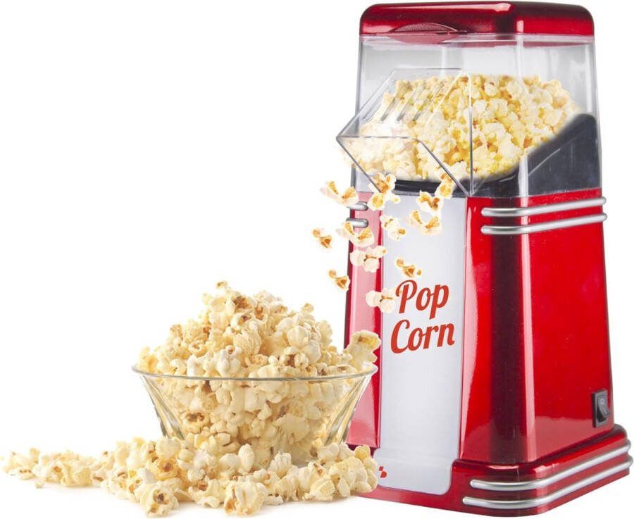 Popcorn Machine Popcorn Maker Antiaanbaklaag Heteluchtcirculatie 1200 W 260 ML Rood & Wit