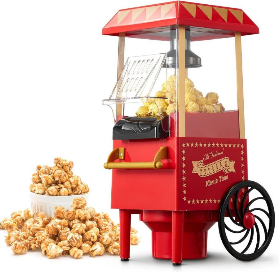 Popcorn Machine Popcornmakers Retro Machine 1200W Hetelucht Bediening met één knop Rood