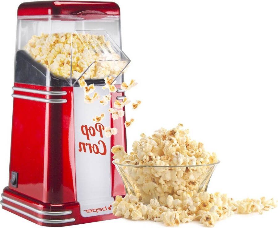 Popcornmachine Beper 90.590Y Popcorn in 3 minuten Vetvrij Heteluchtcirculatie Vermogen 1200 W Rood popcorn bowl