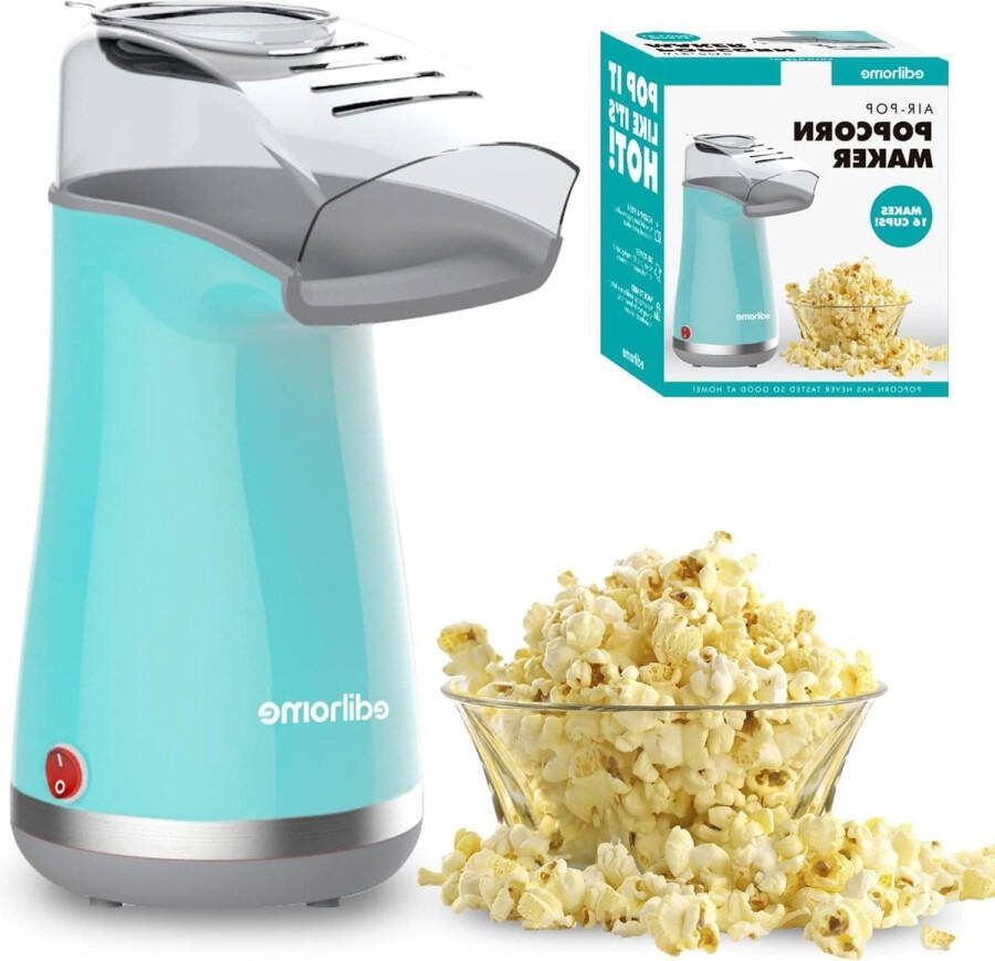 Popcornmachine elektrisch palomiter 1200 W incl. doseerlepel popcorn in 2 minuten blauw popcorn bowl