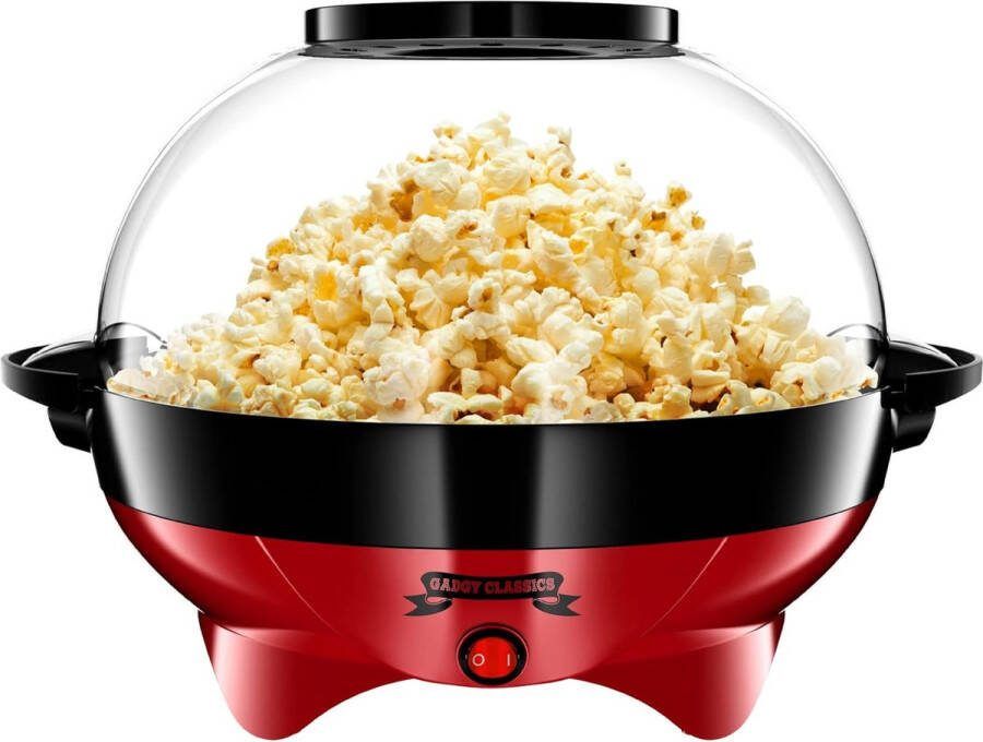 Popcornmachine Rond Groot l 800W Popcorn Maker met antiaanbaklaag en afneembare bakplaat l Snel en stil l Inhoud 5 liter