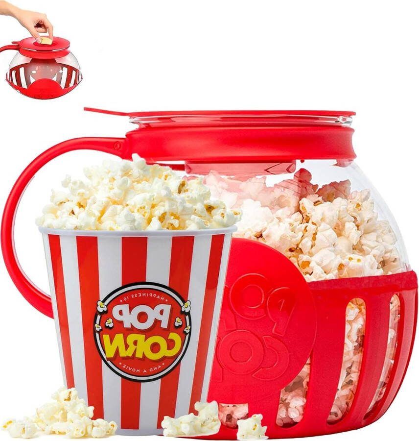 Popcornpopper voor de magnetron smelt saus popcornbakje met deksel handvat popcornschaal boterpopcorn popcornmaker popcorn bowl