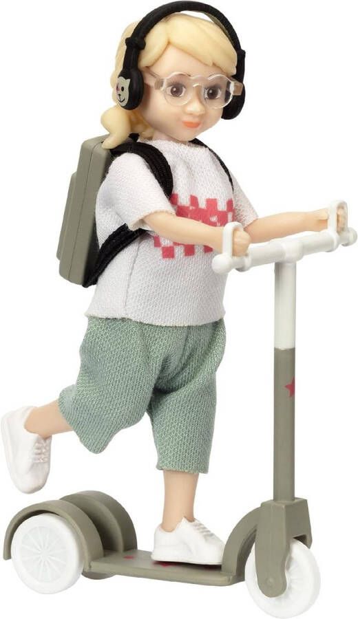 Poppen voor meisjes en jongens scooter rugzak hoofdtelefoon bril poppenhuis accessoires poppenhuis meubilair minipoppen leeftijd 3+ 1:18 poppenstoel