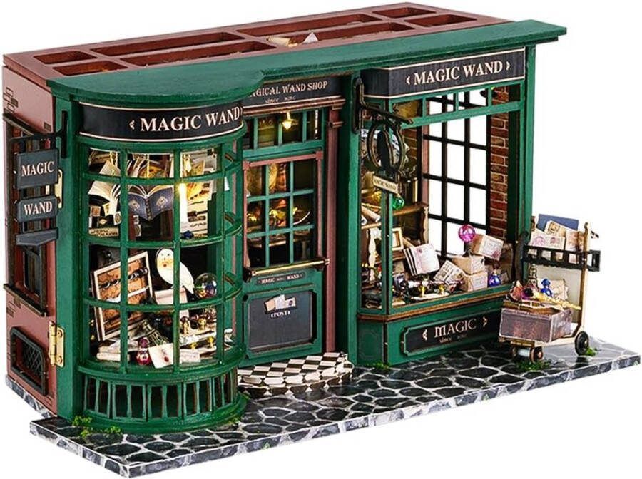 Poppenhuis Miniatuurhuis met Meubilair Doe-het-zelf Poppenhuiskit plus stofkap schaal 1:24 -Idee