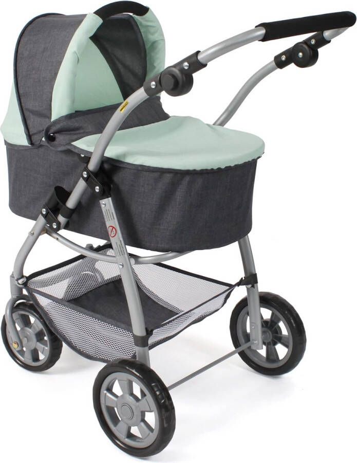 Poppenwagen Emotion All In 3-in-1 poppenwagenset donkergrijs mint met babykuip sportzitje en autostoel