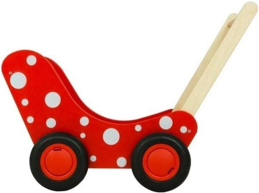 Van Dijk Toys Van Dijk Poppenwagen rood met witte stippen (flatpacked)