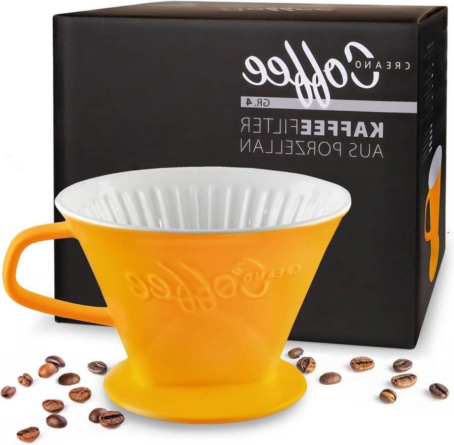 Porselein koffiefilter voor filterzakken saffraangeel