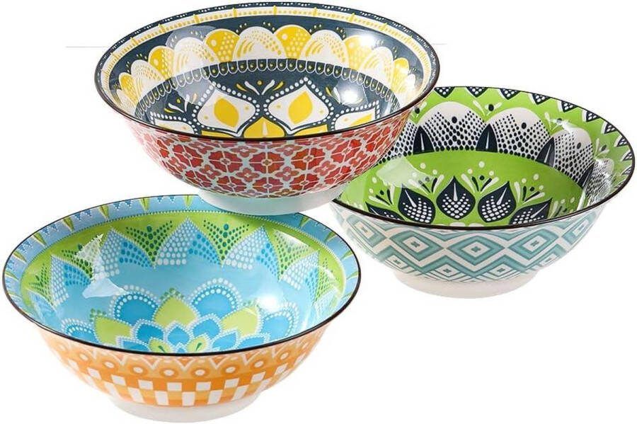 Porselein Ramen Bowl Set Kleurrijke Noedelkom Sets voor Keuken Grote Keramische Kommen voor het Serveren Van Granen en Noedels Magnetronbestendig