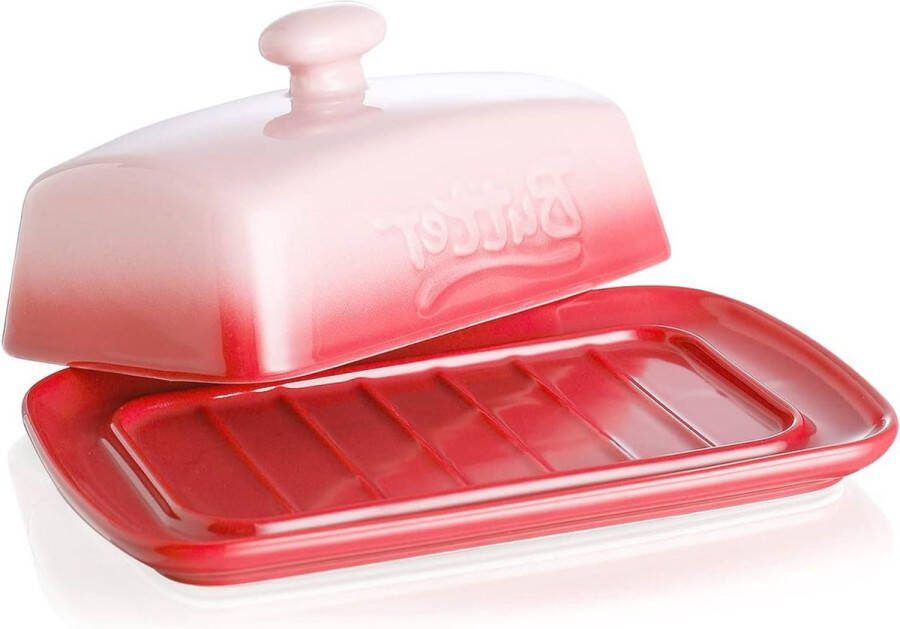 Porseleinen botervloot met deksel klassiek design kleurveranderend boterhouder voor aanrecht vaatwasmachinebestendig Sakura roze